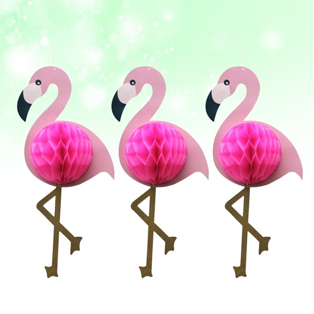 unbranded 3Ud Colgante De Flamenco Rosa En Honeycomb Para Eventos Y Cumpleaños