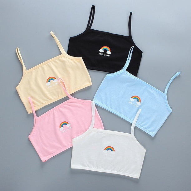 Single Layer Girl Student Vest Sling Adolescence Pure Cotton 8 to 15 Years Old Small Vest Single Layer Girl VestBlack10 He Qiyong unisex