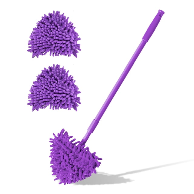 Monstrate Fregona de suelo de hormigón de seca y húmeda con rotación de 180 grados, herramienta de limpieza telescópica para la Suministros de limpieza para el hogar Violeta