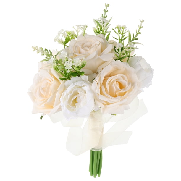 Ramos de novia para novia y dama de honor, ramo de rosas artificiales de mano para sesiones de fotos de boda, compromiso y más