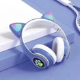 thumbnail image 2 of Auriculares inalámbricos Bluetooth Yashi con orejas de gato y luz LED azul, 2 of 2