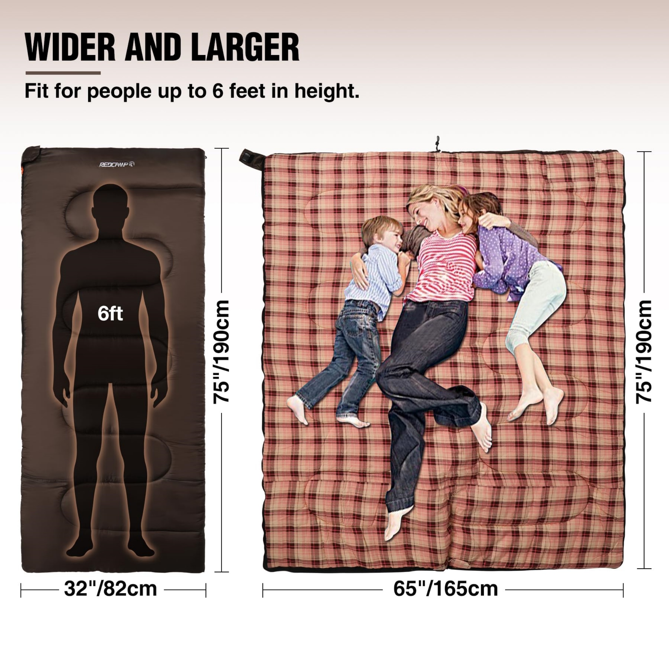 RedSwing Cotton Flannel Sleeping Bags, Weatherproof Sleep Bag for Camping Hiking Backpacking, 41℉-59℉
