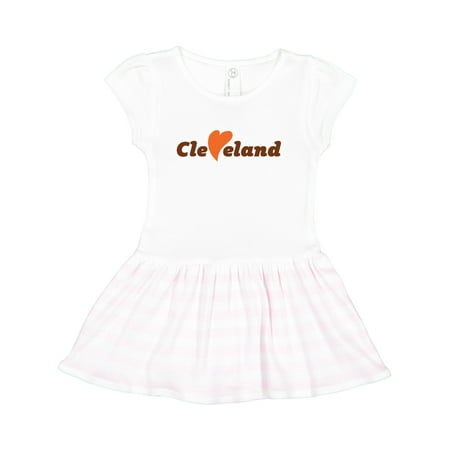 

Inktastic Cleveland Heart Solid Orange Gift Toddler Girl Dress