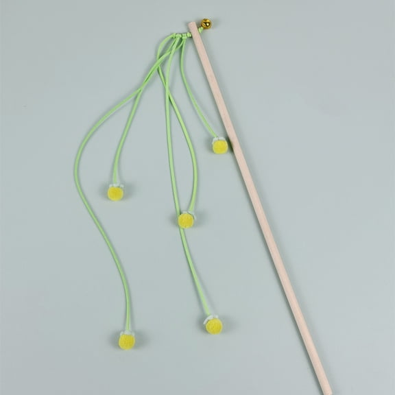 Cat Toy With Yarn Balls And Bell Wand, Interactive Pet Play Stick For Kitten Exercise And Entertainment, Pet Toy Supplies For Cats
