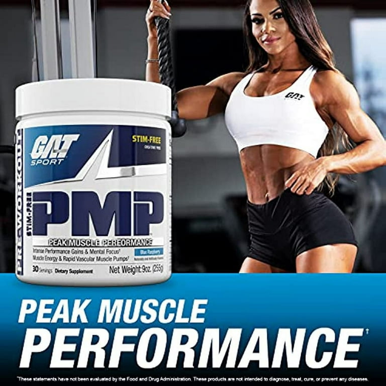  GAT SPORT PMP (Peak Muscle Performance), Pre-Workout, 30  Servings (Blue Raspberry (Stim-Free)) : Health & Household