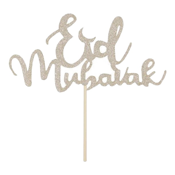 Brillante Eid Mubarak torta de adorno menor Bairam Ramadan Kareem para aniversario boda eventos musulmán cumpleaños Eid parte decoración Plata estilo 1 Macarena adorno de torta eid mubarak