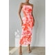 thumbnail image 3 of Vestido PRETTYGARDEN Strapless Maxi Floral Ajustado Naranja XL, 3 of 6