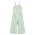 thumbnail image 6 of YYV Overalls for Women Cotton Linen Jumpsuit Casual Round Neck Striped Sleeveless Romper with Pockets for Summer Spring Mint Green XL, 6 of 6