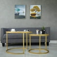 thumbnail image 2 of Aboxoo Gold Nesting Coffee Table with Modern Metal Frame Square, 2 Pieces, 2 of 5