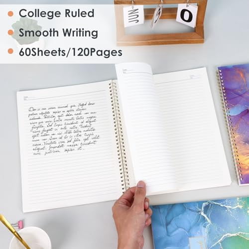 Quivanta 3 Pack Spiral Notebook College Ruled Notebook, Aesthetic Journaling Notebooks for Work School Office Home, 3 x 120 Pages, 8.5 x 11 Inches Notebooks for Valentine Gifts
