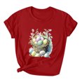 thumbnail image 2 of EGNMCR T-Shirt de Pâques Femmes Chemises Imprimé de Pâques T-Shirt Décontracté Imprimé à Manches Courtes pour Femme Haut à Manches Courtes Col Rond Hauts/chemises Femmes T-Shirts, 2 of 3