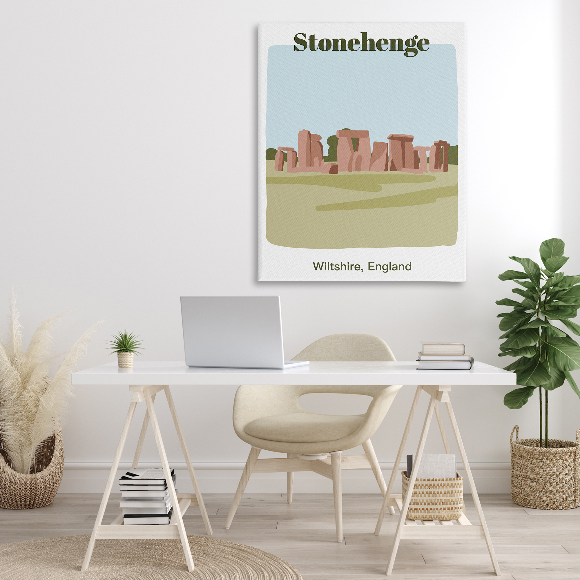 Stupell Industries Stonehenge Landmark Architecture Town & City Painting Gallery Wrapped Canvas Art Print Wall Art, 36 x 48