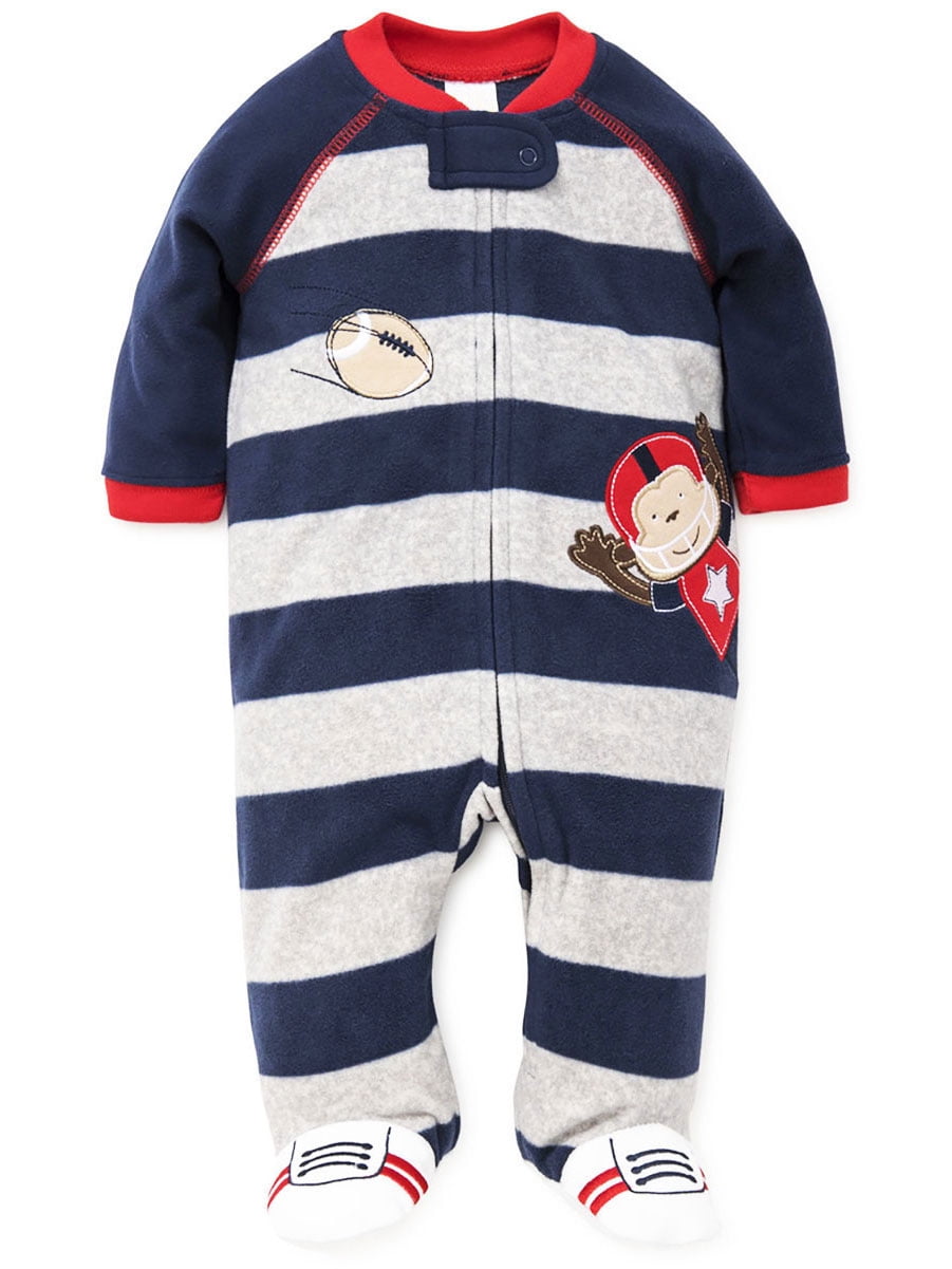 LTM Baby Striped Football Monkey Feet Blanket Sleeper Footed Pajamas