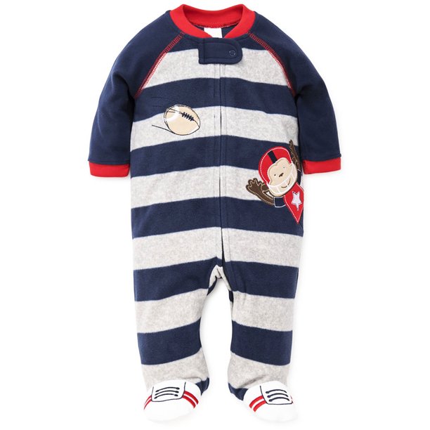 LTM Baby Football Monkey Blanket Sleeper Warm Fleece Footie Pajamas