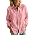 thumbnail image 2 of Noric Women's Cotton Long Sleeve Shirt V Neck Button Down Loose Fit Casual Tops with Crochet Lace, 2 of 7