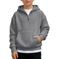thumbnail image 3 of LRen Hoodies for Boys 10-12, Boys Waffle Hoodie Half Zip Hooded Sweatshirts Kids Long Sleeve Knit Pullover Tops with Pocket Hoodies for Teen Boys,Grey,13-14 Years, 3 of 5