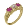 thumbnail image 1 of LBG British Made 14k Yellow Gold Cultured Pearl & Ruby Womens Promise Ring - 33 size options - Size 7, 1 of 7