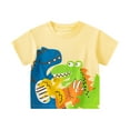 thumbnail image 2 of Boys T Shirts Kids Toddler Boys and Girls Summer Colorful Cartoon Dinosaur Prints Short Sleeve T Shirts Toddler T Shirts Yellow 18 Months-24 Months, 2 of 7