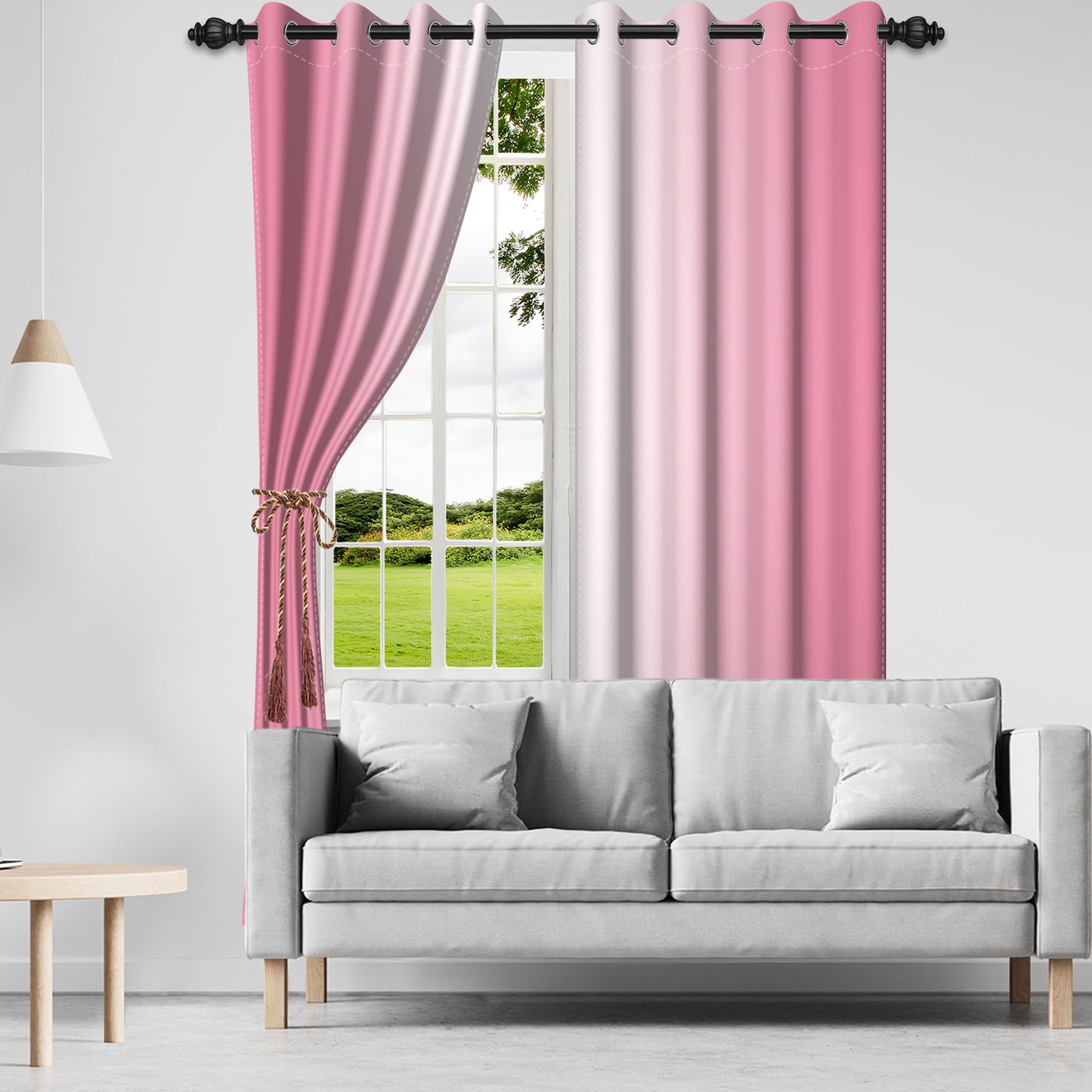 Lfeey Pink Ombre Grommet Top Blackout Curtains, 52x84 inch, 2 Panels Set (cortinas para cuarto)