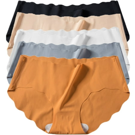

LAST CLANCE SALE! Women s Seamless Briefs Pack of 5 Ice Silk Panties Mid-Rise No Show Underwear XL/29-34lbs