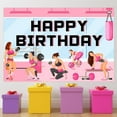 thumbnail image 2 of 7x5FT Pink Gym Theme Birthday Decorations Girl, Workout Theme Happy Birthday Backdrop Banner Weightlifting Background Photography for Gym Theme Fitness Party Decorations, 2 of 5