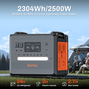 SolarPlay Portable Power Station, 2500W/2304Wh Large Capacity Solar Generator, with 400W Solar Panel, 4 AC Outlets (5000W Peak), Emergency Power Station for Home, Camping, Outdoor Battery Backup