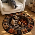 thumbnail image 3 of Halloween Round 3D Visual Floor Mats, Spooky Optical Staircase Ghost Pumpkin Non-Slip Rugs for Front Door Bedroom Entryway Home Decor, 3 of 7
