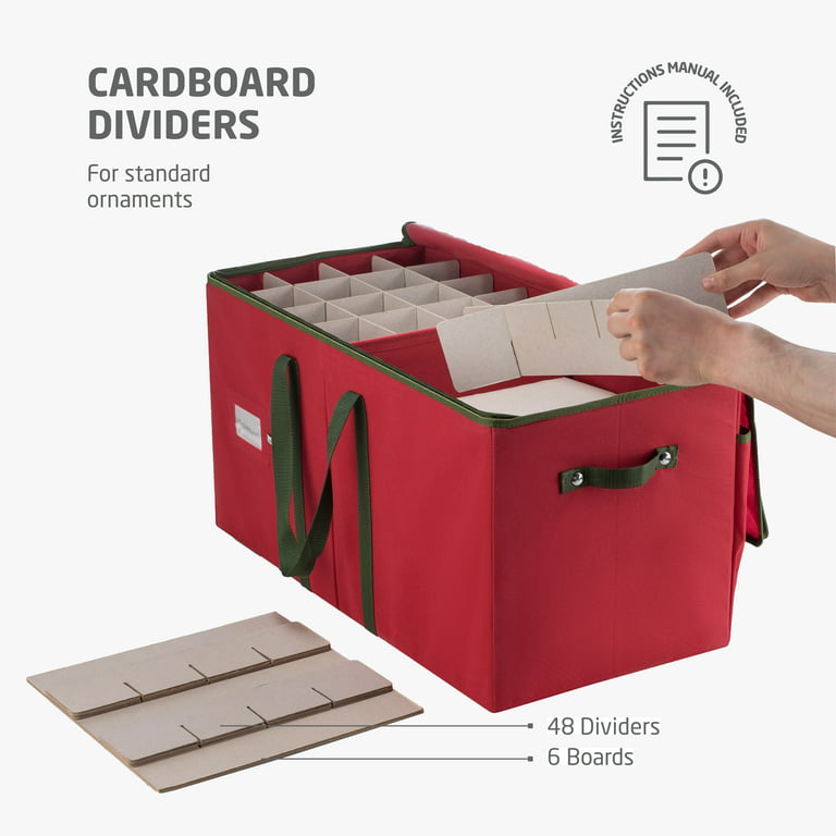 Ornament Storage Box With Dividers For Large Decorations