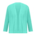 thumbnail image 3 of LNGOOR Cardigan Court en Tricot Décontracté pour Femmes, Manches 3/4, Léger, Ouvert à l'Avant, Chandail Blouse, Manteau d'Automne et de Printemps pour Dames, Vert Menthe, 3 of 5