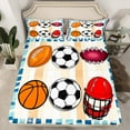 thumbnail image 2 of Homewish Est Sleep Sports Twin Sheet Sets for Boys, Cartoon Rugby Helmet Twin Fitted Sheet, Chic Buffalo Plaid Flat Sheet, Microfiber Bedroom Decor, 3 Pieces, 2 of 7
