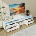 thumbnail image 5 of Planntonneo 86.6 Long LED TV Stand for 70 75 80 85 90 100-inch TVs, Modern Media Console Entertainment Center with Drawers for Living Room, White, 5 of 12