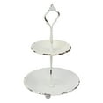 thumbnail image 4 of Stonebriar 5.7" x 9.3" Solid Metal Decorative 2 Tier Trinket Tray, Off-White, 4 of 8