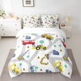 thumbnail image 2 of Homewish Excavator Bulldozer Trucks 7pcs Bedding Comforter Set,Construction Vehicles Queen Bedding Sets,White Gray Yellow Queen Sheet Sets For Boys Kids,Super Cozy Room Decor Reversible, 2 of 8