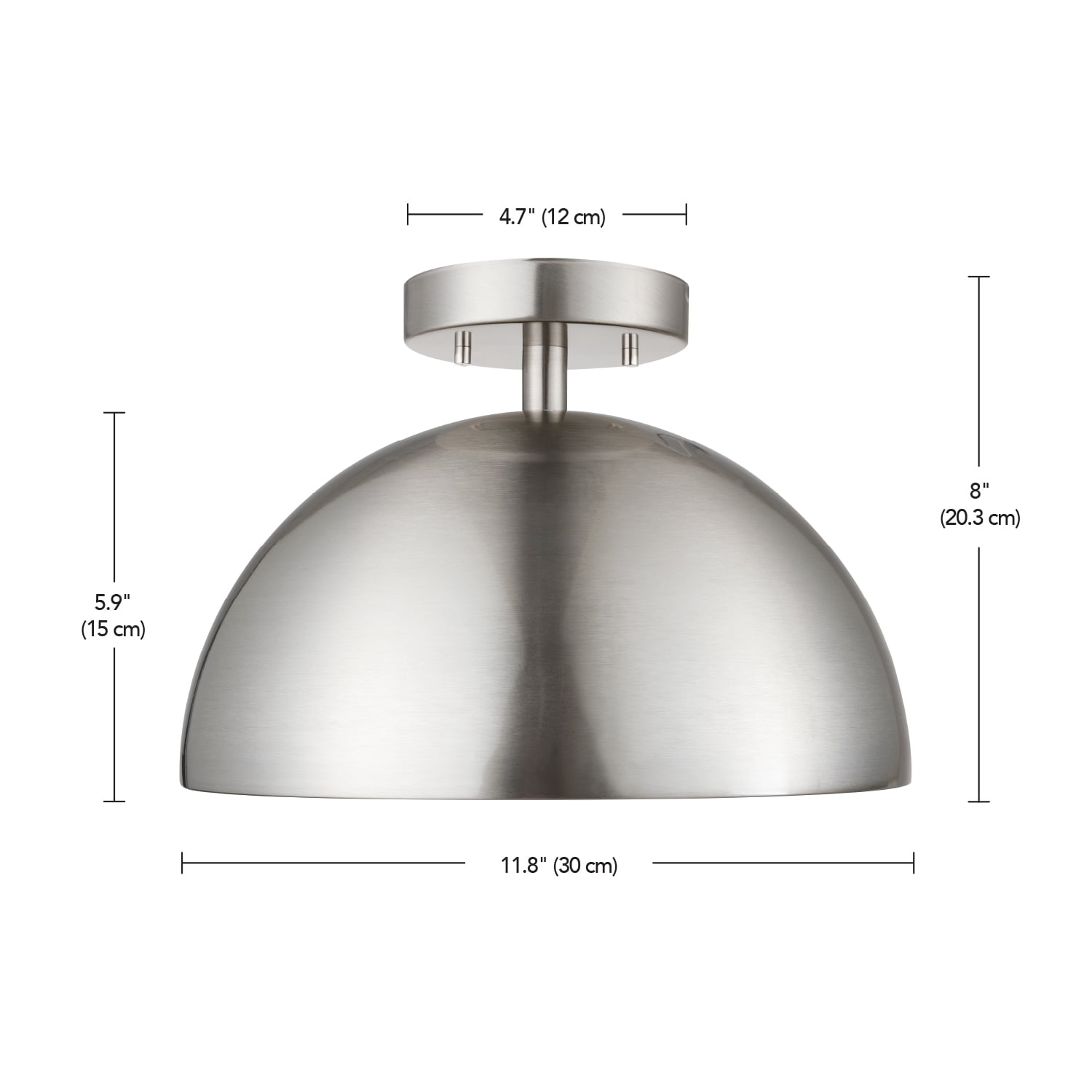 Globe Electric Rachelle 1-Light Brushed Nickel Flush Mount Ceiling Light with Ribbed Interior, 69995