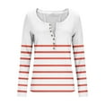 thumbnail image 4 of Yourumao Ribbed Knit Tops for Women Striped Half Button Henley Shirts Fitted Long Sleeve Blouses Spring Summer Tshirts, 4 of 9