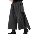 thumbnail image 1 of Pantalones largos para hombre, estilo vintage, de pierna ancha, color liso, con cintura elástica y bolsillos rectos., 1 of 8