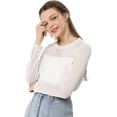 thumbnail image 1 of Top Allegra K con cuello Redondo y panel floral de encaje Blanco M, 1 of 6