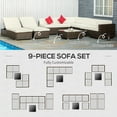 thumbnail image 5 of Outsunny 9-Piece Outdoor Patio Sectional Furniture Set, Cushions, Pillows, 2 Reclining Chaise, Outdoor Coffee Table, Wicker Sofa Set, Cushions, Beige, 5 of 9
