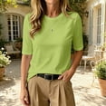 thumbnail image 2 of RMGVDSD Womens Half Sleeve Tops Casual Crewneck T Shirt Elbow Length Basic Tees Trendy Summer T-Shirts Solid Color Versatile Tshirts, 2 of 5