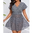 thumbnail image 3 of Bikini Swimsuit with Removable Pads for Women, No Underwire, High-Cut Skirted Bottom, Tummy Control, Plus Size, Multi-Color Floral Print, 3 of 8
