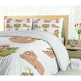 thumbnail image 5 of Ambesonne Sloth Duvet Cover Sets, Different Posed Animals, 2-Queen, Pale Brown Green, 5 of 7