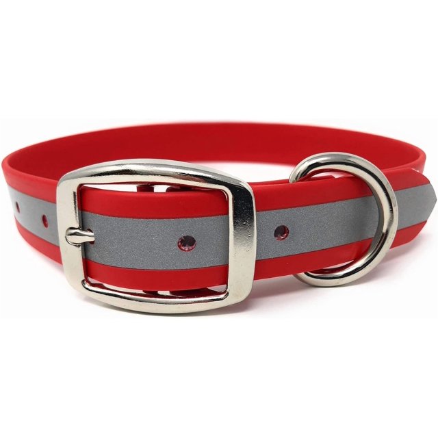 Heavy Duty Reflective Dog Collar \u Adjustable and with Durable Metal Buckle and Rings Odor chew Dog Collar for Small Medium and Large Dogs (Large Pink)