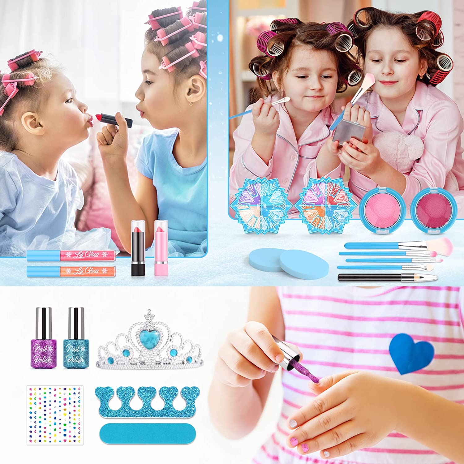 Kids Makeup Kit for Girls, Washable Real Makeup Set for Little Girls ...