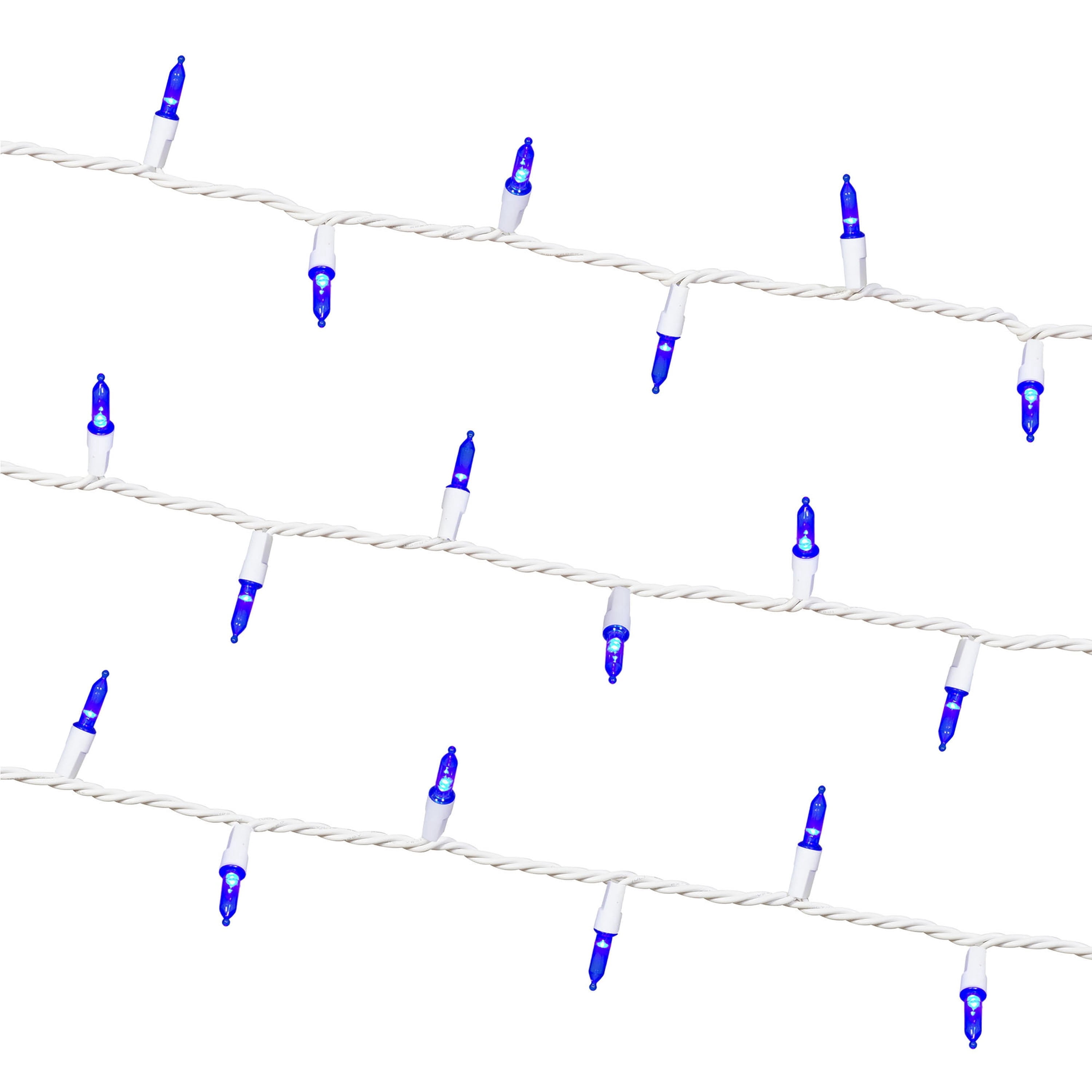 Indoor/Outdoor 50-Count LED Mini Christmas String Lights, Blue, White Wire, 9.5', by Holiday Time