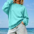 thumbnail image 5 of Womens Crewneck Sweatshirt Oversized Long Sleeve Casual Fall Outfits Long Sleeve Trendy Pullover Tops with Pockets (Sky Blue XL), 5 of 6