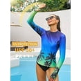 thumbnail image 4 of Beautyin Women Rash Guard Swimsuit Long Sleeve UV Protection Quick-drying Lightweight Printed Shirt with Thumb Holes, 4 of 6