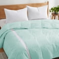 thumbnail image 1 of Puredown Lightweight Breathable Cooling White Down Comforter, Mesh Design Oversized Blanket, Twin, Green, 1 of 5
