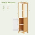 thumbnail image 3 of Gymax Armoire de Salle de Bain Haute en Bambou avec Étagère Ajustable et Placard, 3 of 10