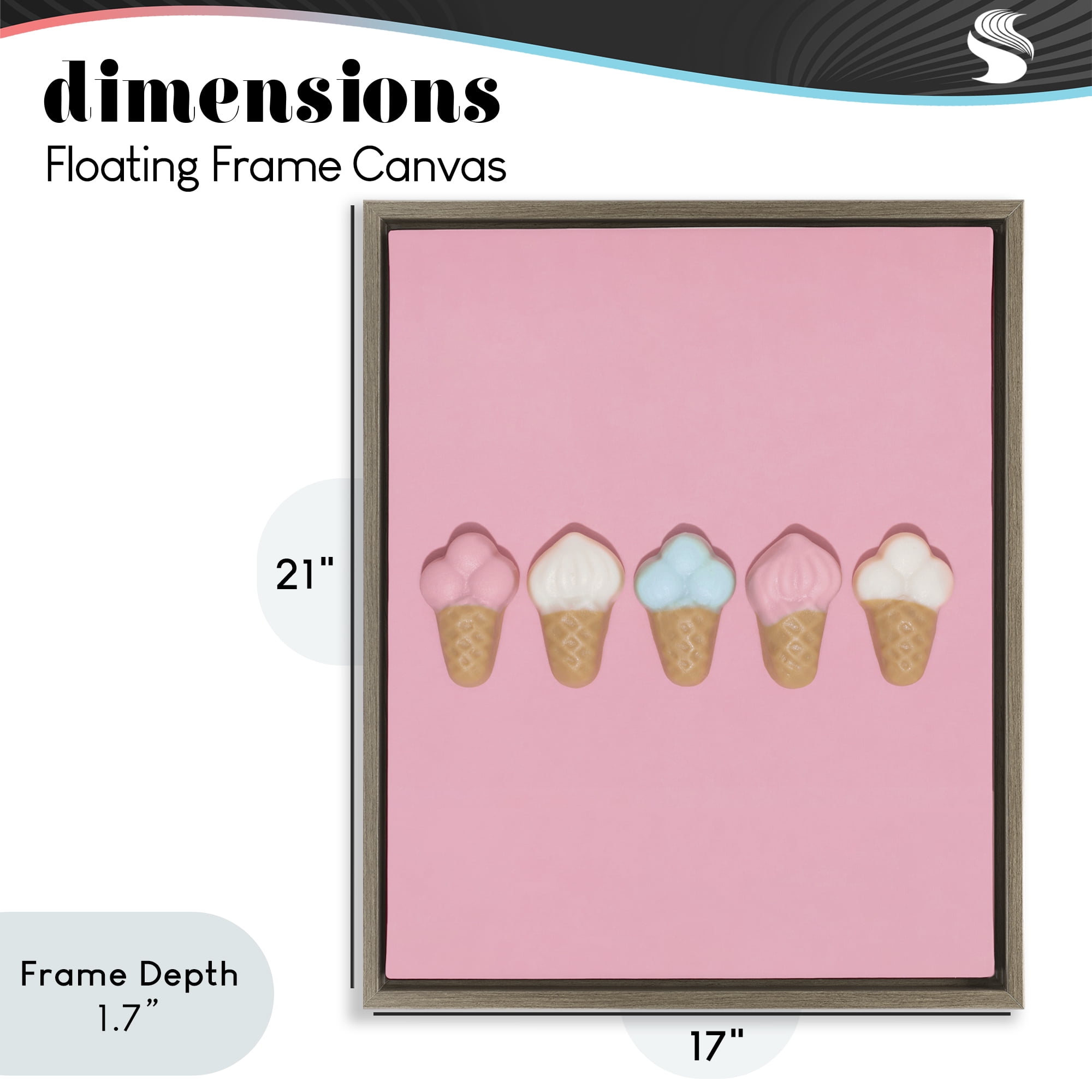 Stupell Industries Pink Ice Cream Candy Brown Framed Floater Canvas Wall Art, design by LISH Creative