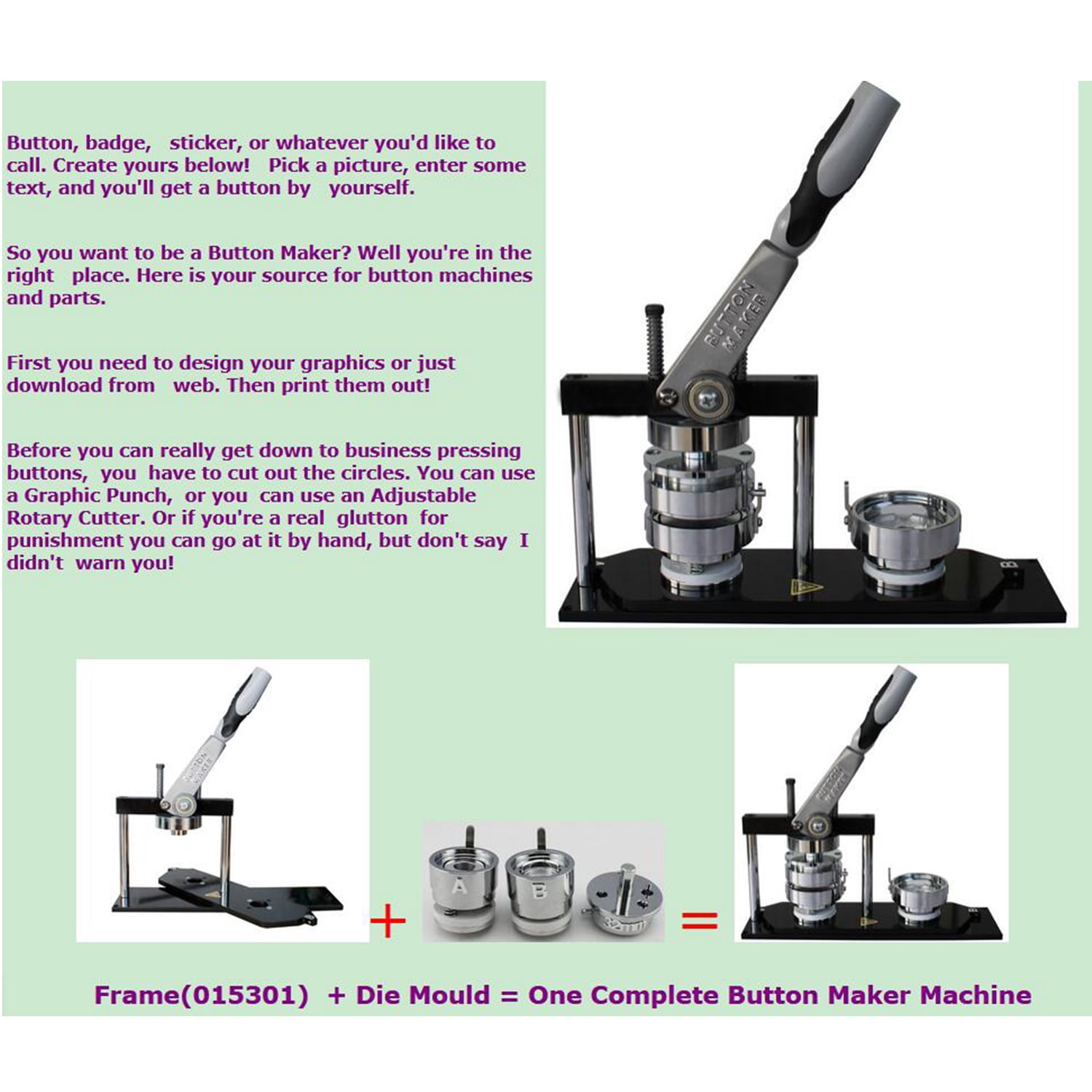 INTBUYING N4 Button Maker Manual Pin Badge Making Machine for Pin Badge DIY